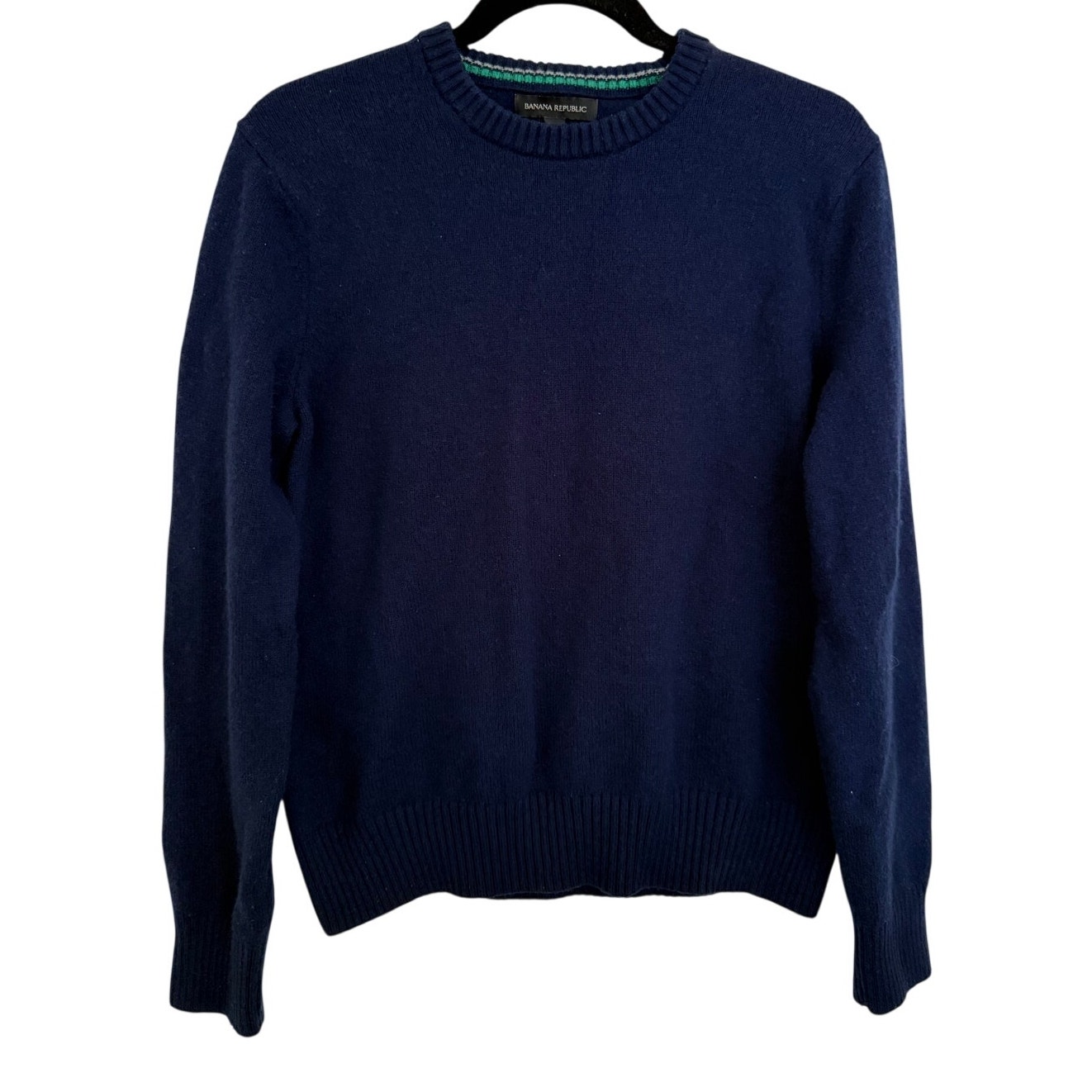 Banana Republic Navy Merino Wool Crewneck Knit Sweater Preppy Minimal Office M